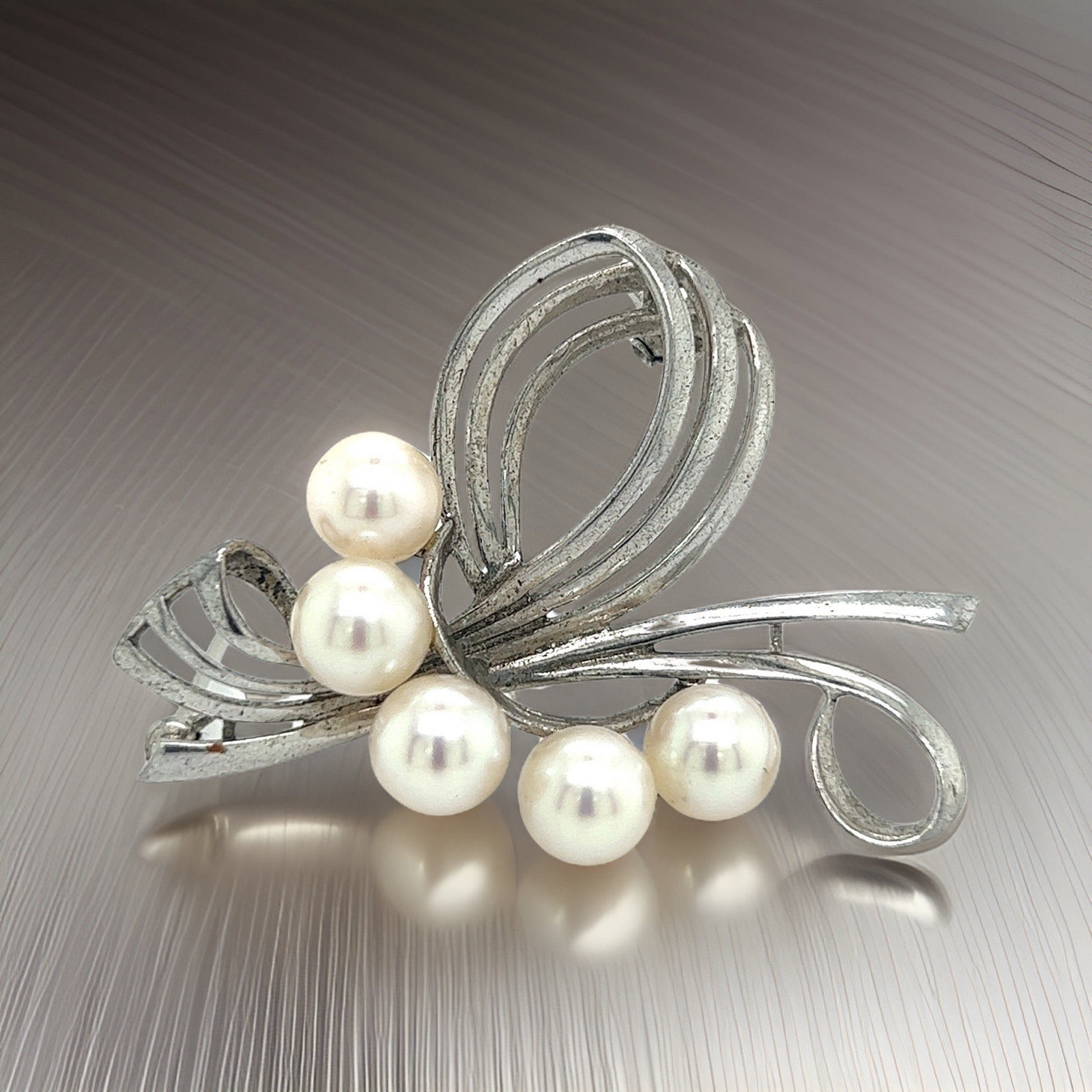 Mikimoto Estate Akoya Pearl Brooch Pin Sterling Silver 7 mm M289