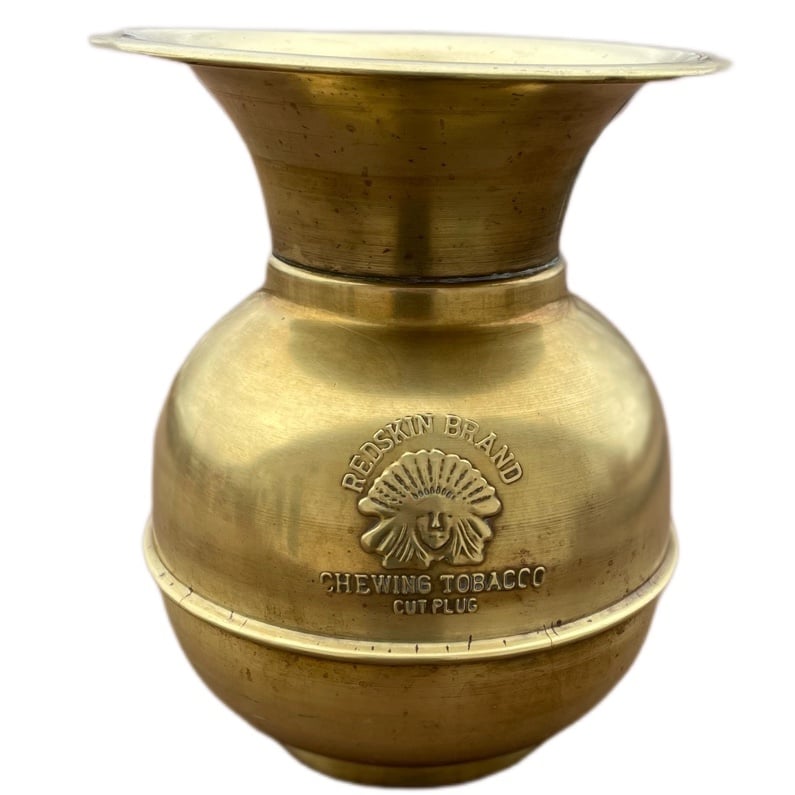 Vintage Redskins Brand Chewing Tobacco Cut Plug Spittoon
