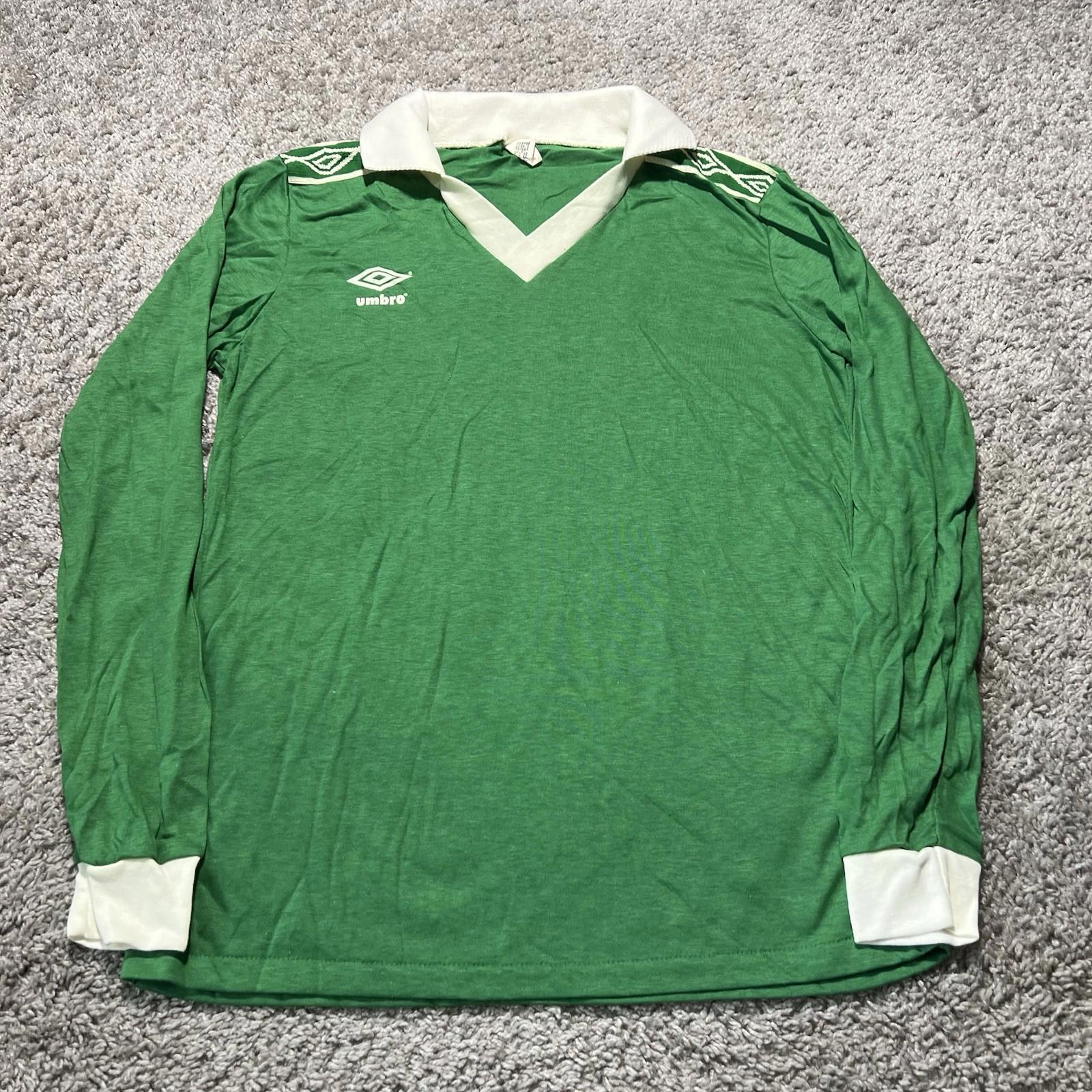 Vintage 70s Umbro L/S Soccer Jersey Futbol Green White Large RARE Longsleeve