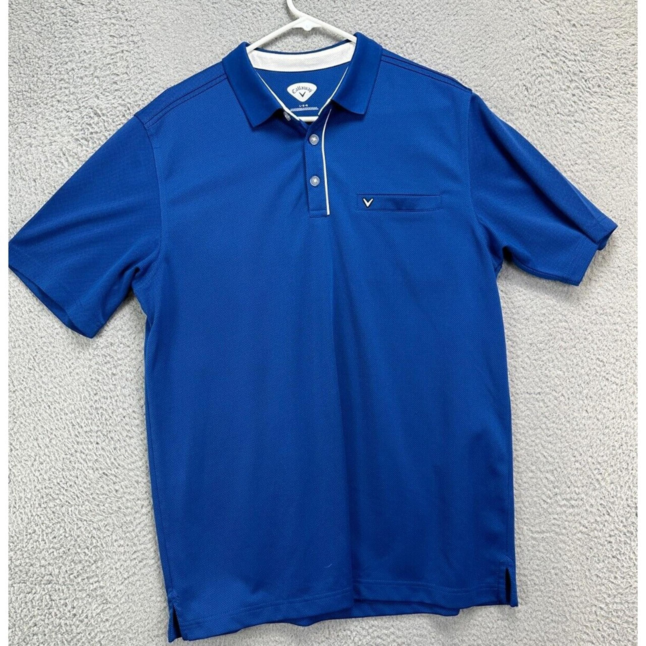 Callaway Shirt Adult Large Blue Logo Polo Golf Golfer Rugby Athletic Pocket Mens