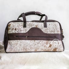 COWHIDE DUFFLE BAG Leather, Salt+Pepper