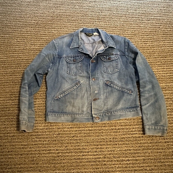 Vintage Wrangler 74126nn No Fault Denim Jacket 70s Trucker Made in USA Size 46 L