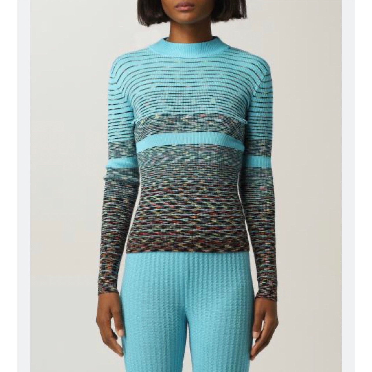 M Missoni Collection patterned intarsia-knit wool blend Sky sweater size 38/ US2