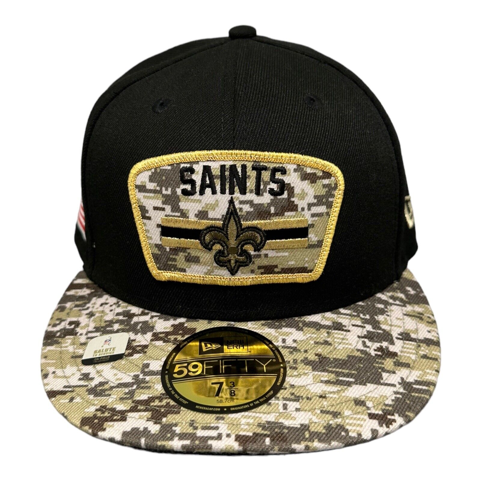 New Era 59FIFTY Fitted New Orleans Saints Salute To Service Hat Men's Sz 7-3/8