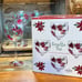 Block Basics Poinsettia Toss Set of 4 Wine Goblets In Box Hand Painted Christmas