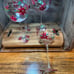 Block Basics Poinsettia Toss Set of 4 Wine Goblets In Box Hand Painted Christmas