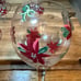 Block Basics Poinsettia Toss Set of 4 Wine Goblets In Box Hand Painted Christmas