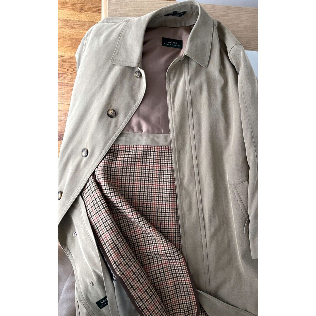 Ralph Lauren Men’s Size 42R Tan Removable Wool Lined Trench Over-Coat RN 117688