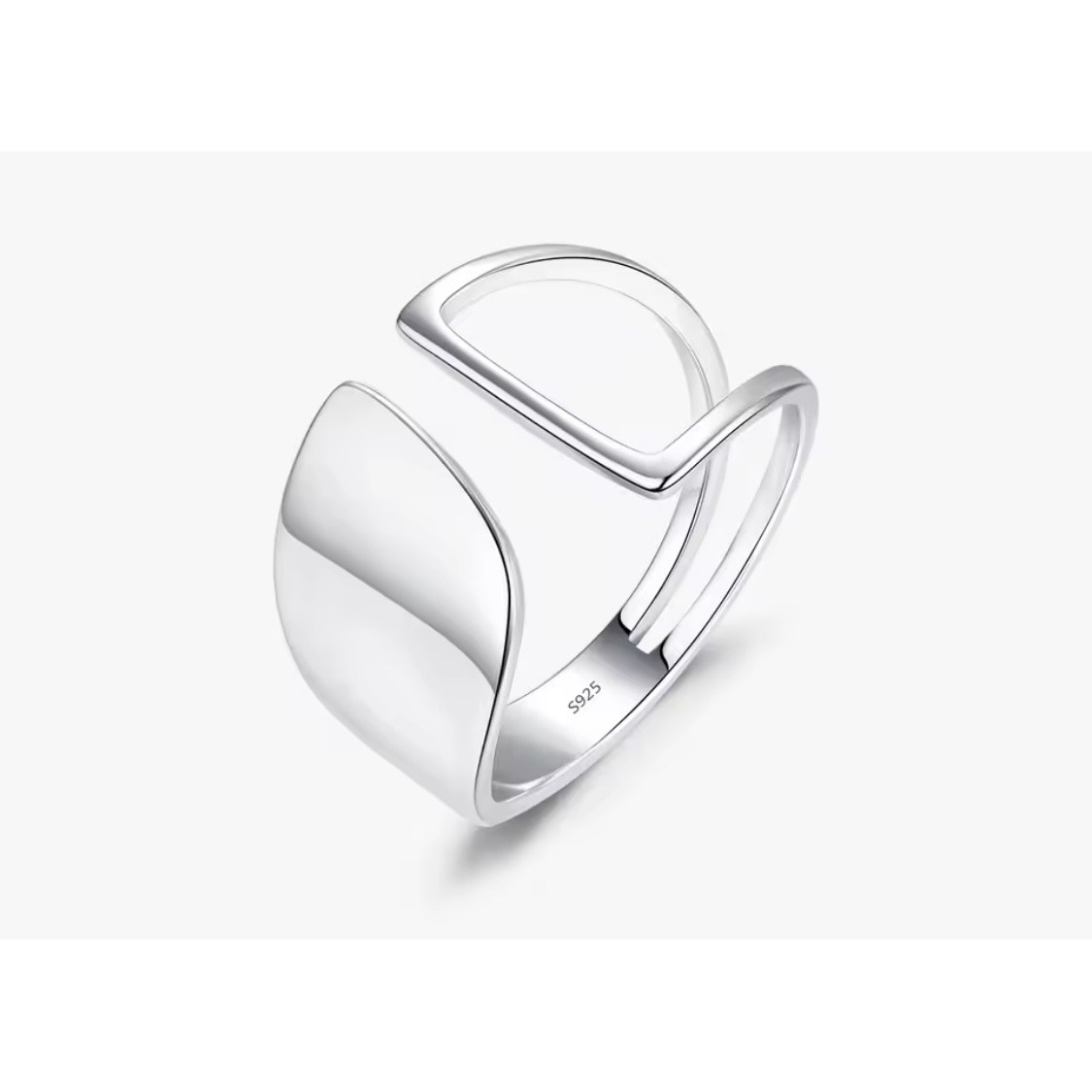Adjustable Open Ring 925 Silver Statement Band Minimalist Ring Adjustable