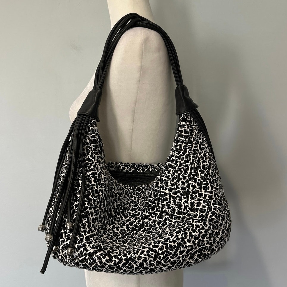 Sondra Roberts Squared Woven Black and White Purse