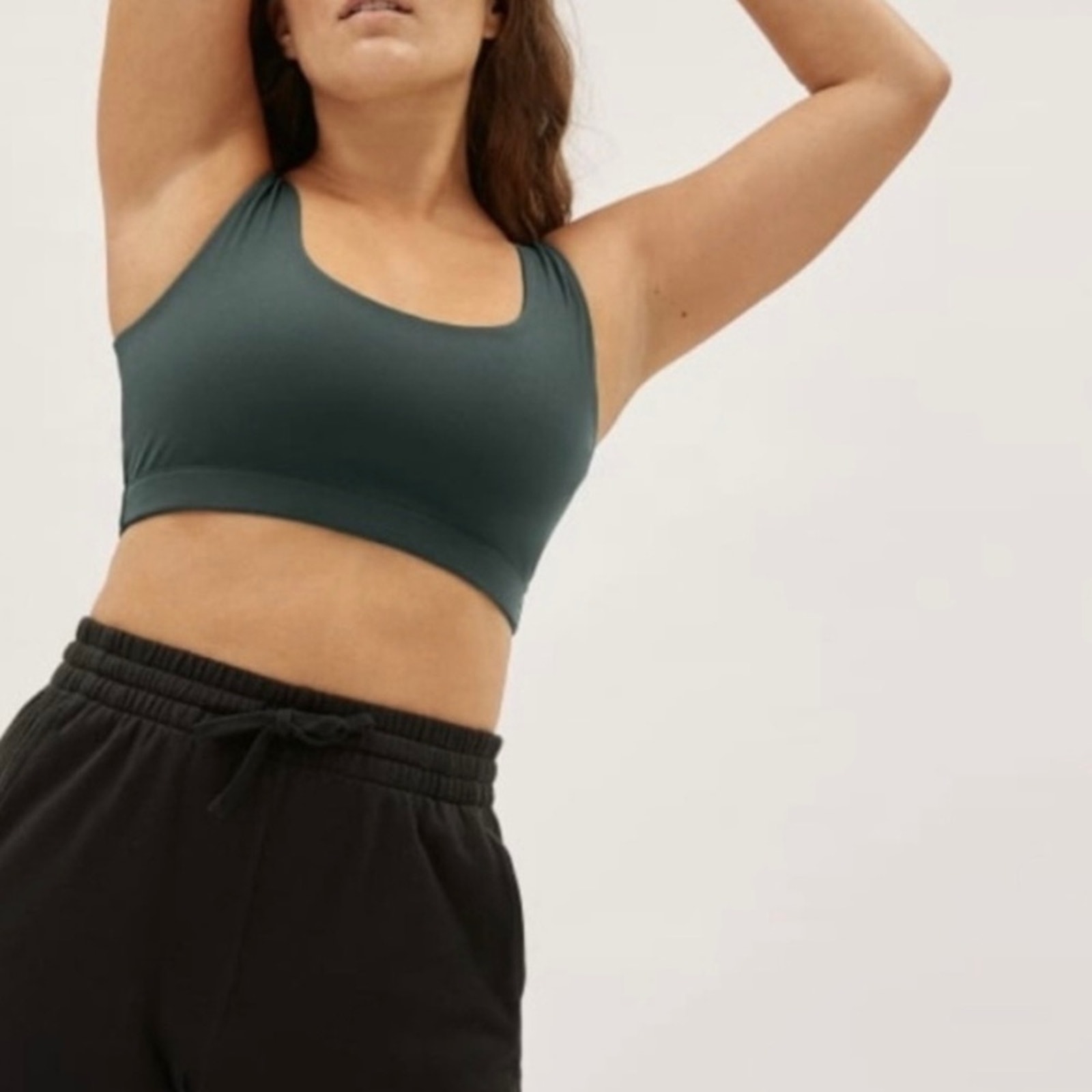 EVERLANE Dark Green The Perform Recycled Nylon Bra Size Small
