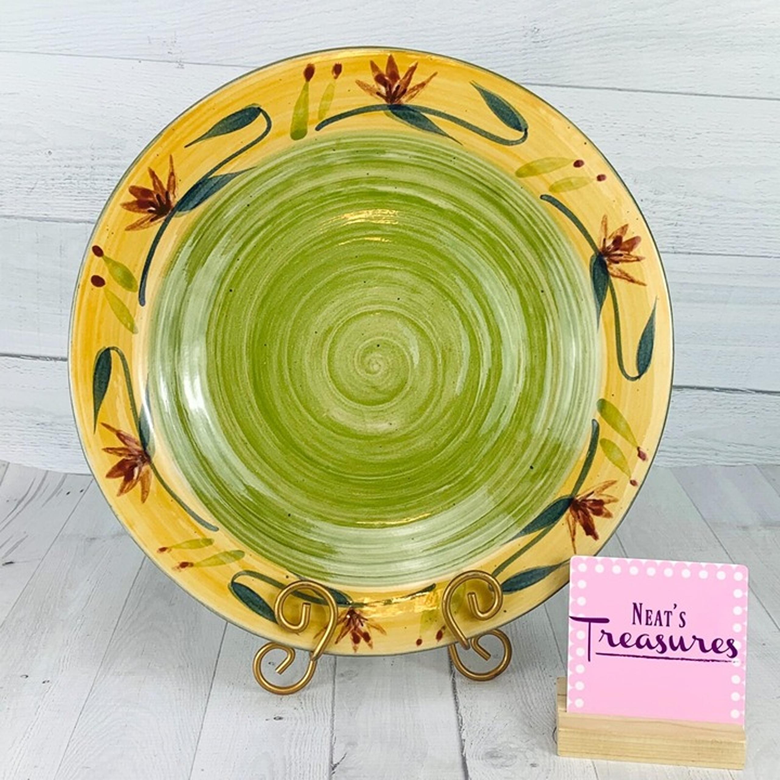 Pier 1 One ELIZABETH Handpainted Floral Stoneware 14"  Deep Dish Serving Platter