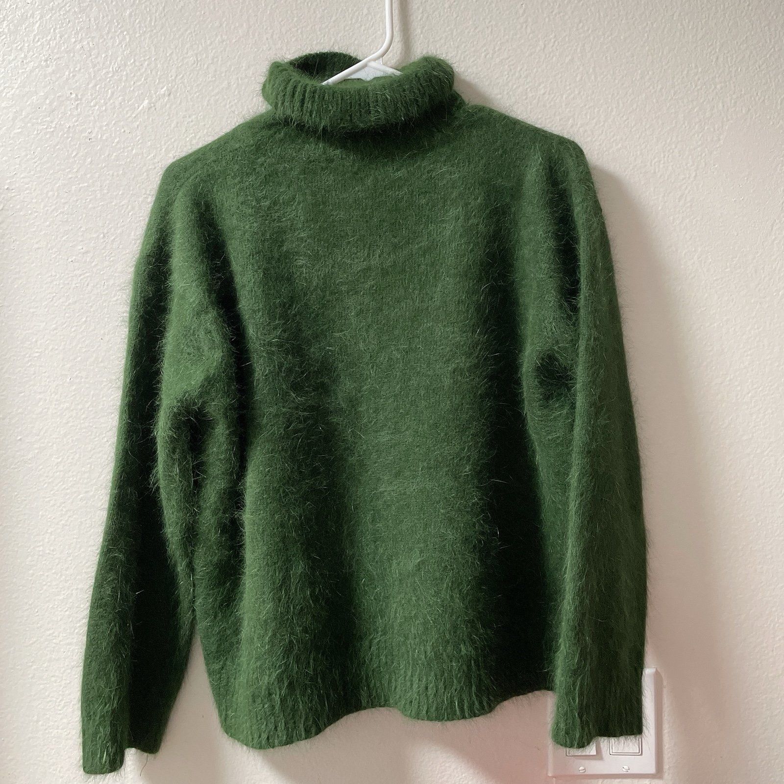 Korean brand fluffy warm cozy green turtleneck sweater