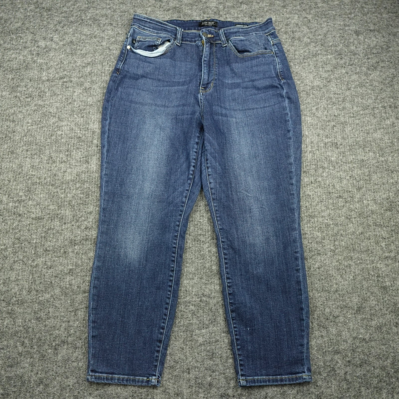 Judy Blue Jeans Womens 14W Cropped Slim Denim Stretch High Rise JB82390DK-PL
