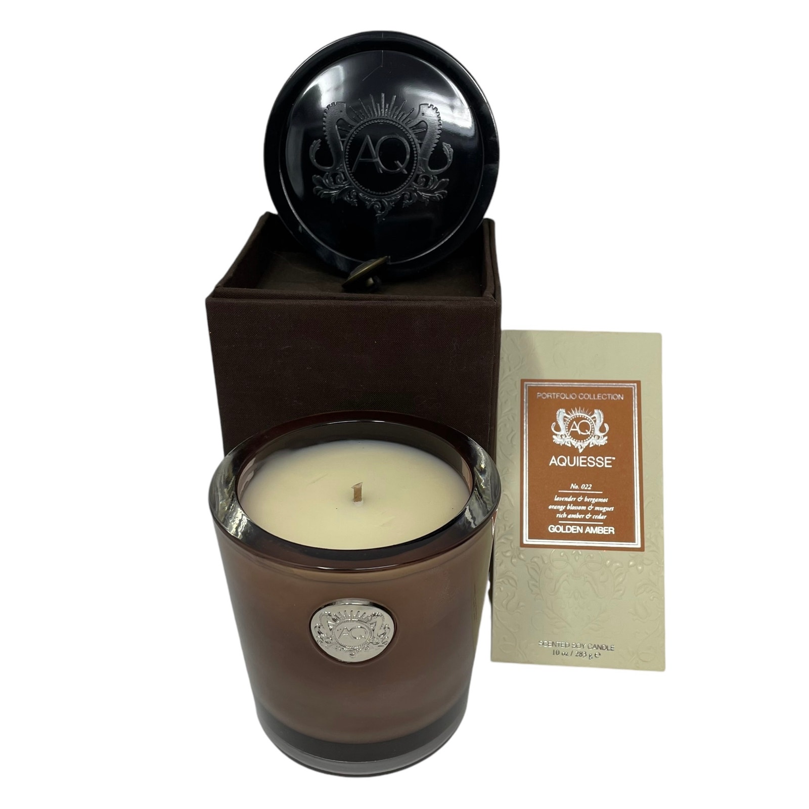 Aquiesse Portfolio Collection Golden Amber Soy Candle Discontinued RARE Gift Box
