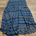 NEW Lalo & Company Blue Metallic Gold Gypsy Full Flare Maxi Skirt Small
