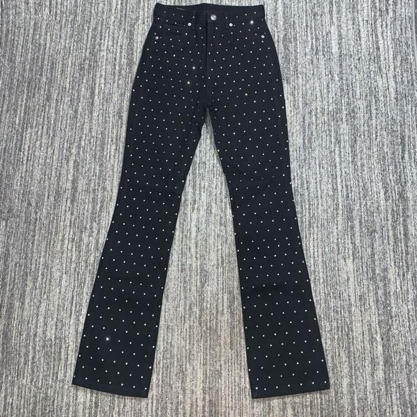 NWT Gianni Bini Women’s Sz 25 Black Denim All Over Rhinestone Jeans Pants 119