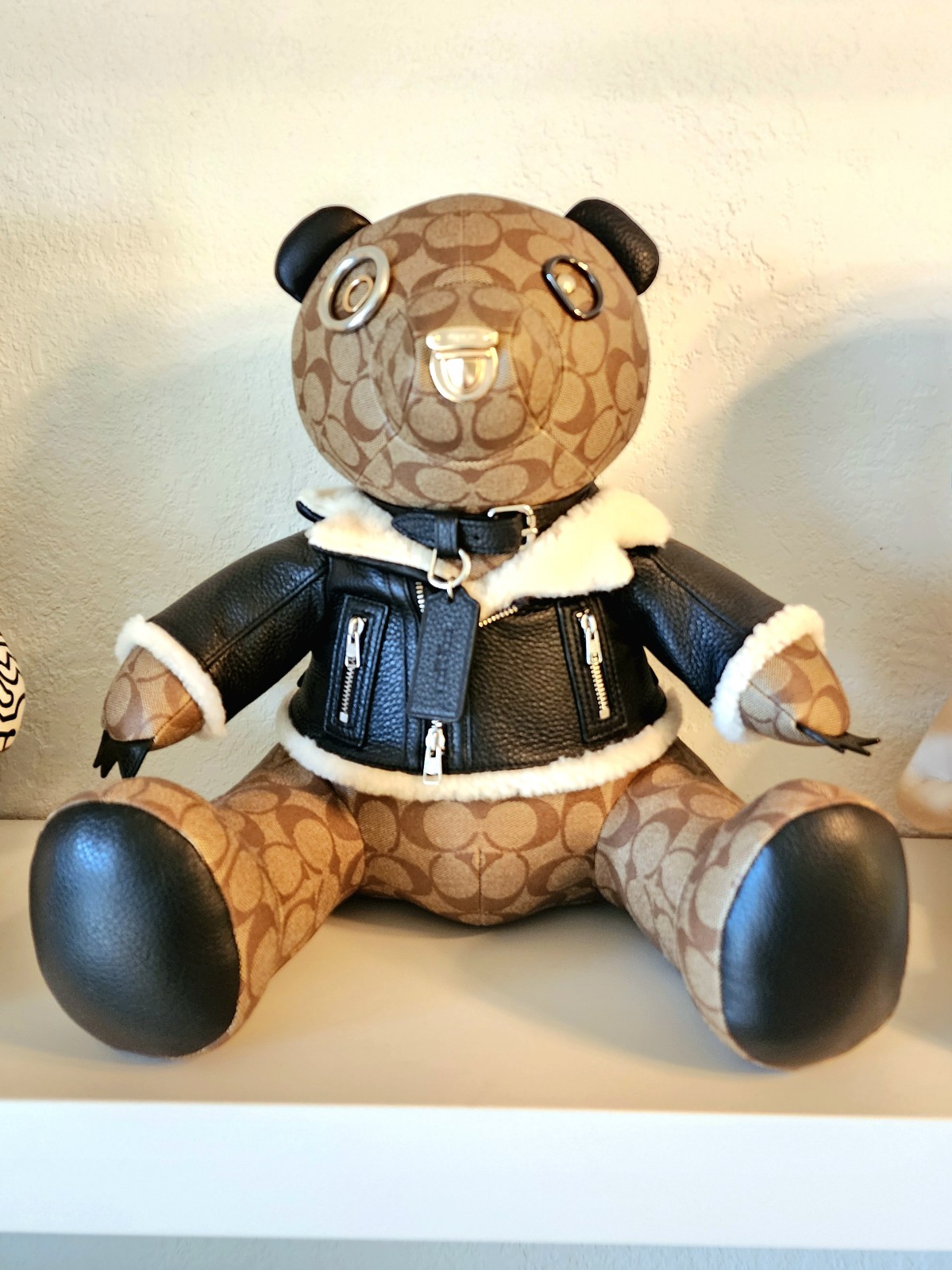 Coach leather moto jacket teddy bear