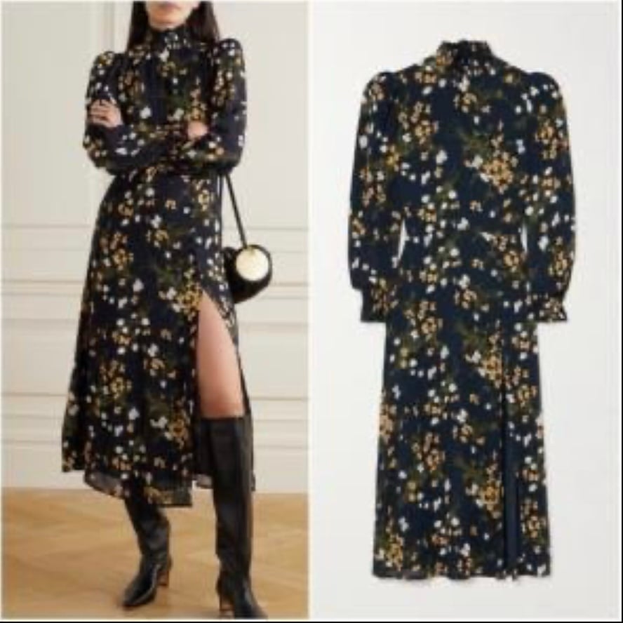 Reformation midi dress - floral navy blue