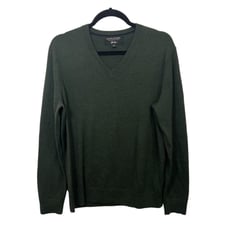 Banana Republic Italian Merino Yarn by Baruffa Green V-Neck Sweater