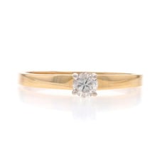 Yellow Gold Diamond Solitaire Engagement Ring - 14k Round Brilliant .22ct LX4084