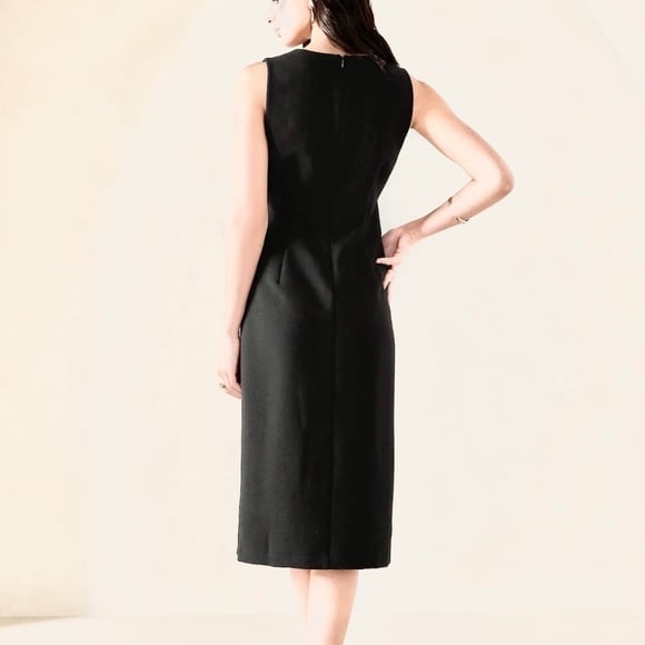 NWT Banana Republic BLACK Split Neck Sheath Midi Dress