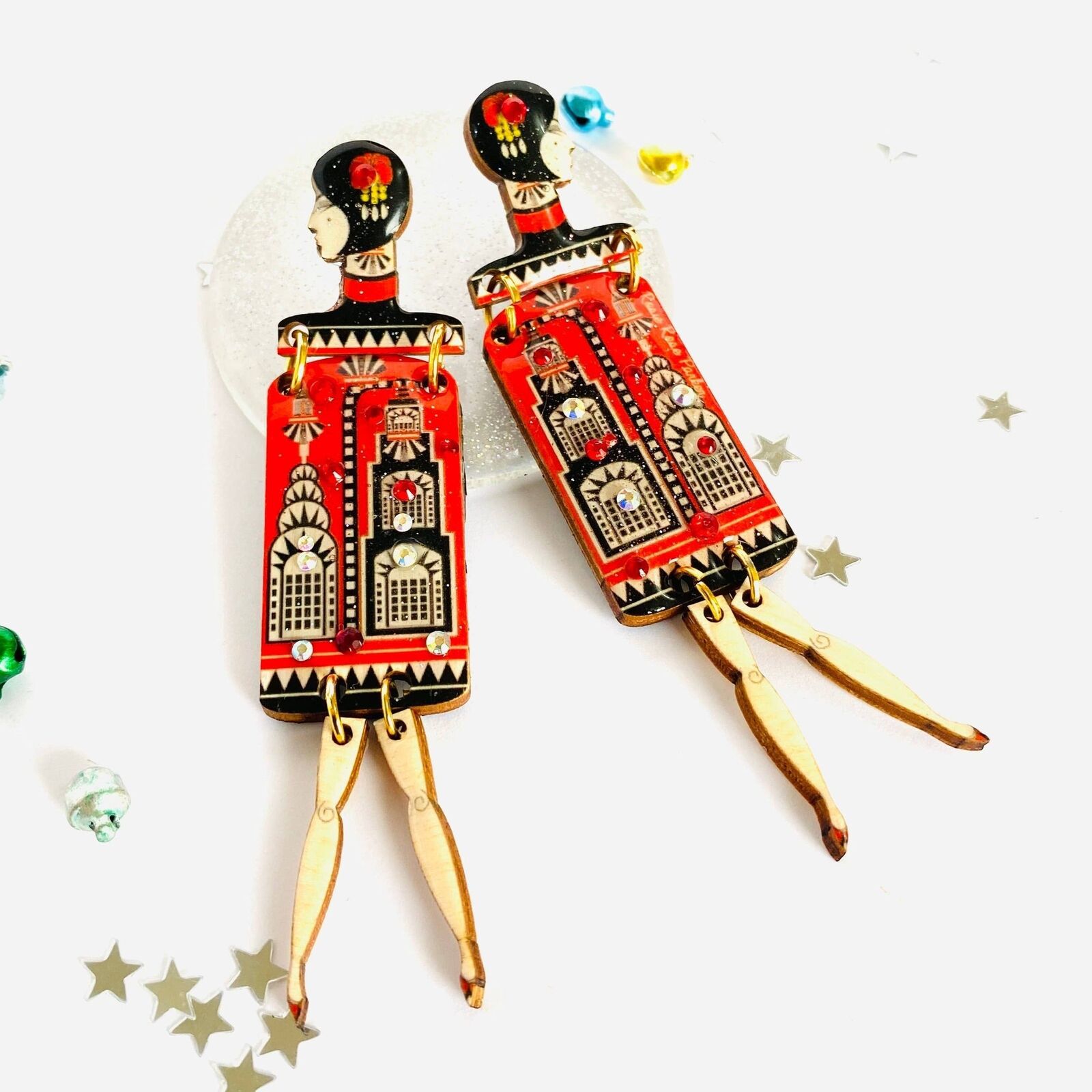 Sideshow Long Dangle Earrings by Rosie Rose Parker