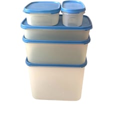 Vintage Tupperware Modular Mates Food Strorage Containers Blue Lids 10pc Set