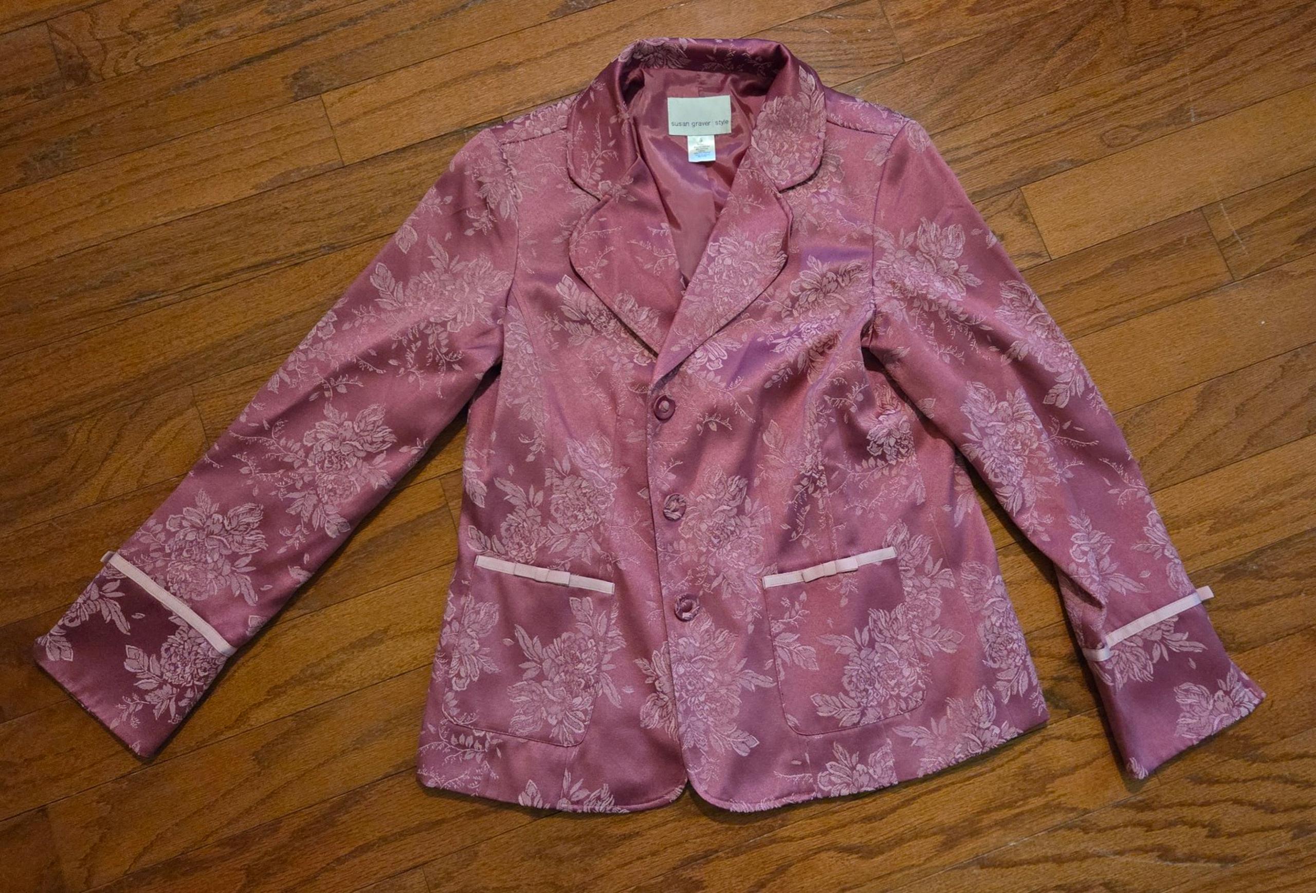 Susan Graver Women's Small Pink Brocade Lined Jacket Blazer