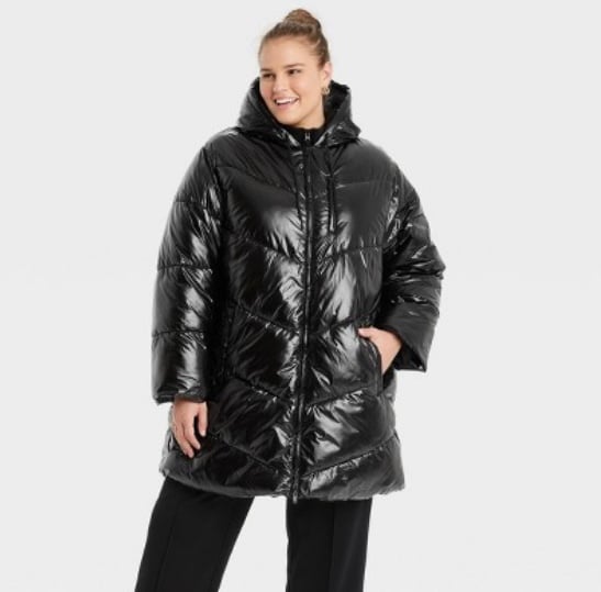 Hooded puffer parka coat