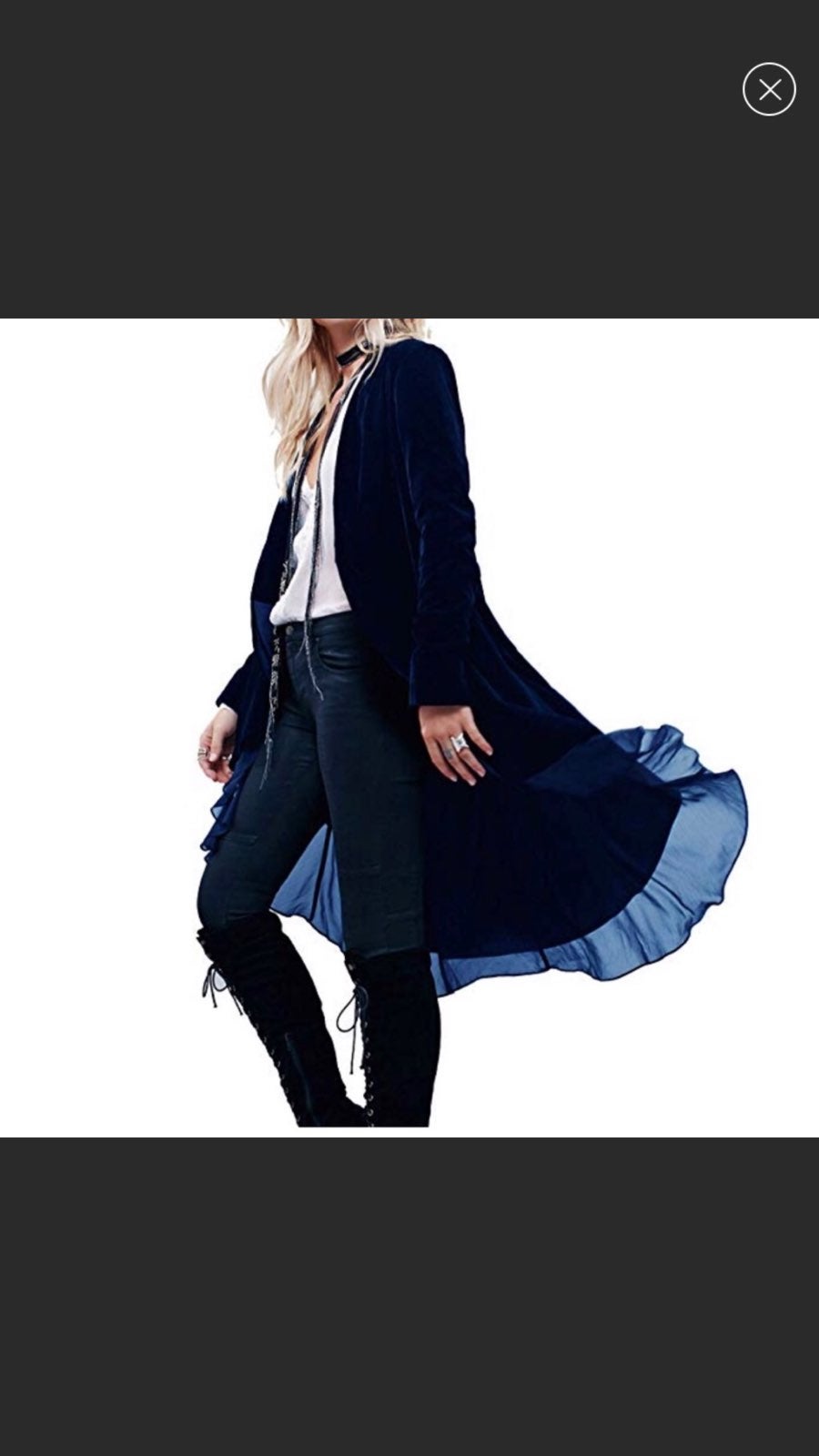 Solid Velvet Trench With Chiffon Trim