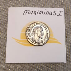 XF Maximinus I Thrax AR Denarius. 235-238AD. Emperor holding standards BU