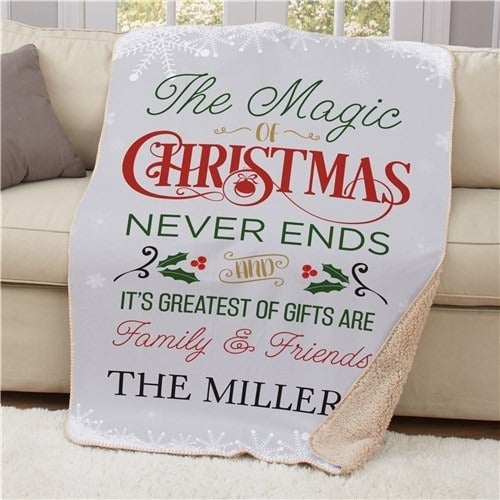 Personalized My Family Magic Christmas Sherpa Blanket