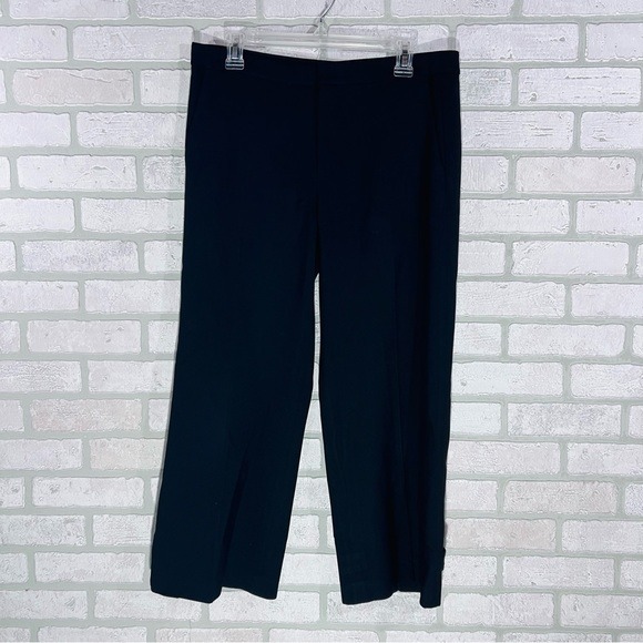 Vince Tailored Culotte Wool Blend Adjustable Leg Pants in Black Size 10