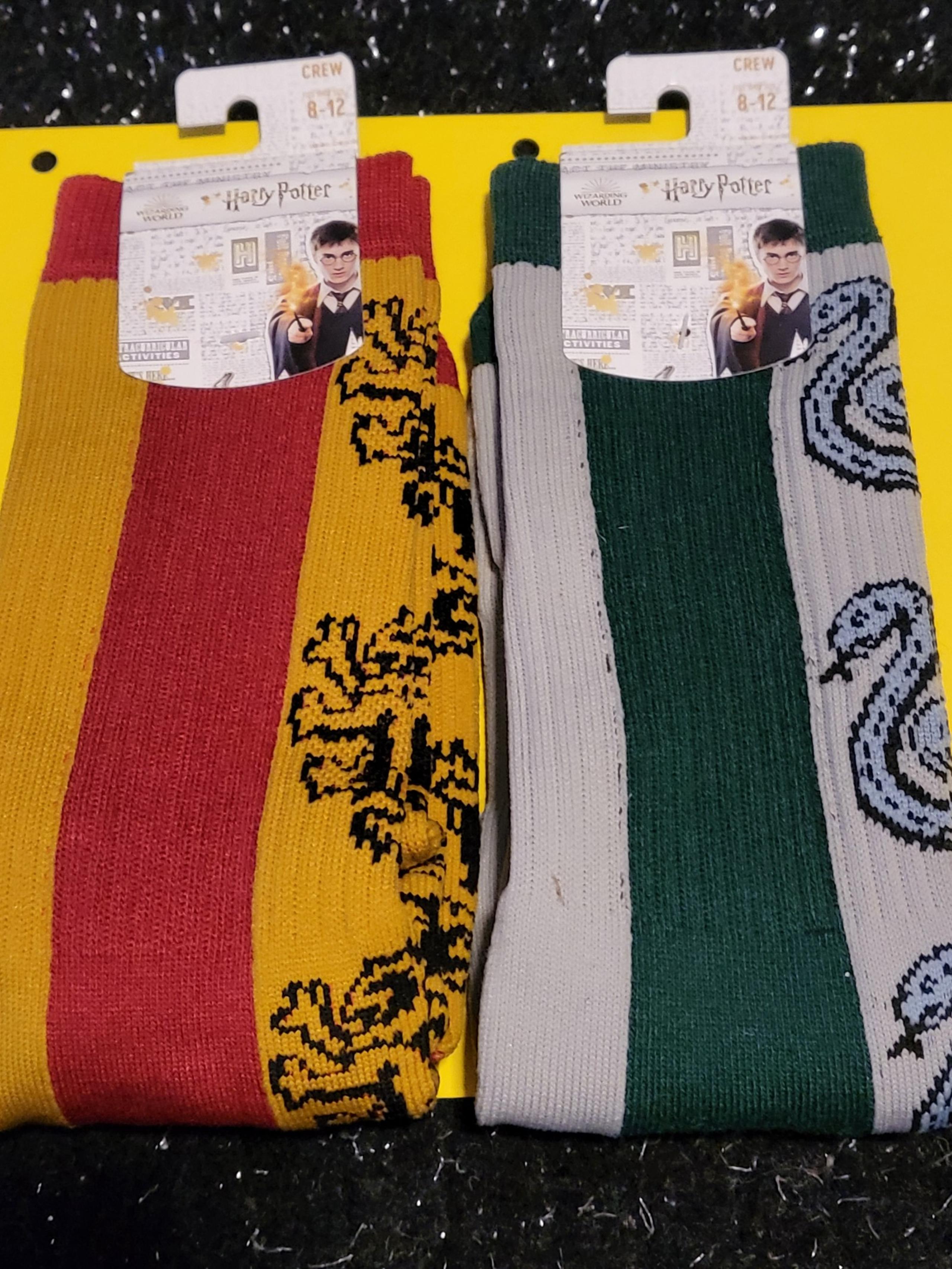 Harry Potter Slytherin & Gryffindor Crew Socks Mascot Unisex Combo Set