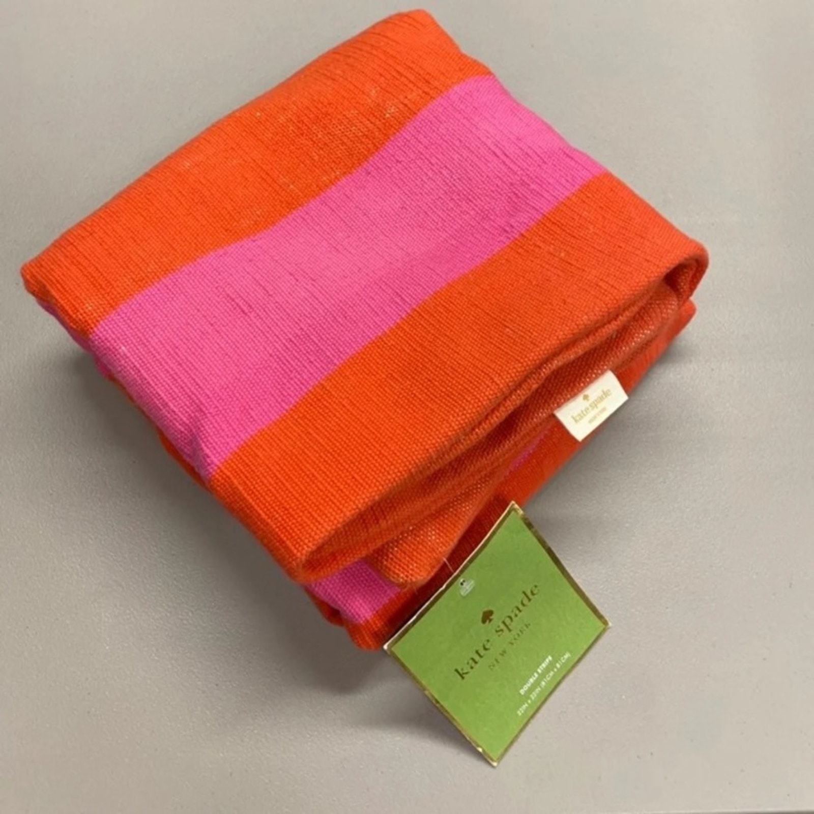 Kate Spade NY Double Stripe Maraschino Orange Pink XXL 32X32 Pillow Case Only