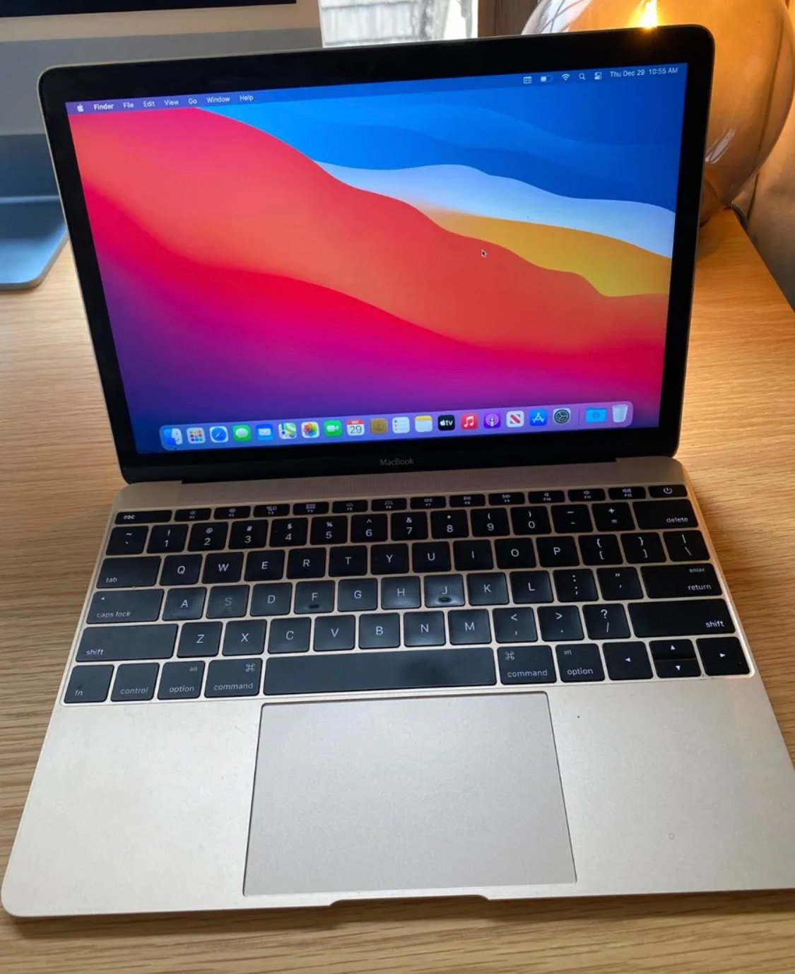 Gold MacBook laptop