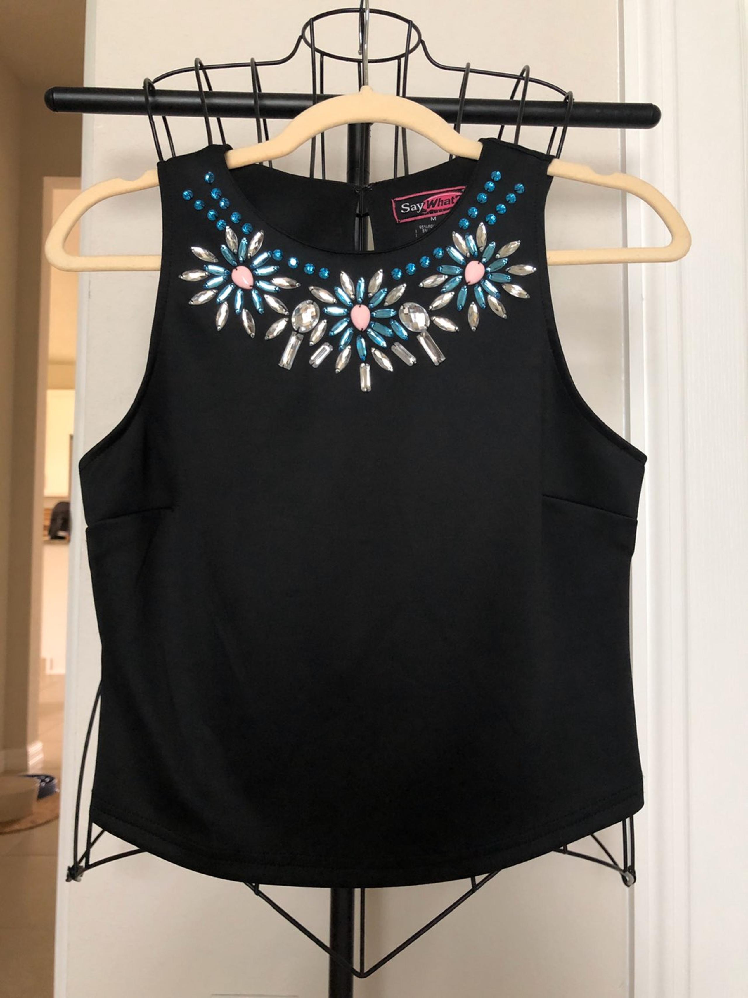Embelisshed Black Tank Top Size M