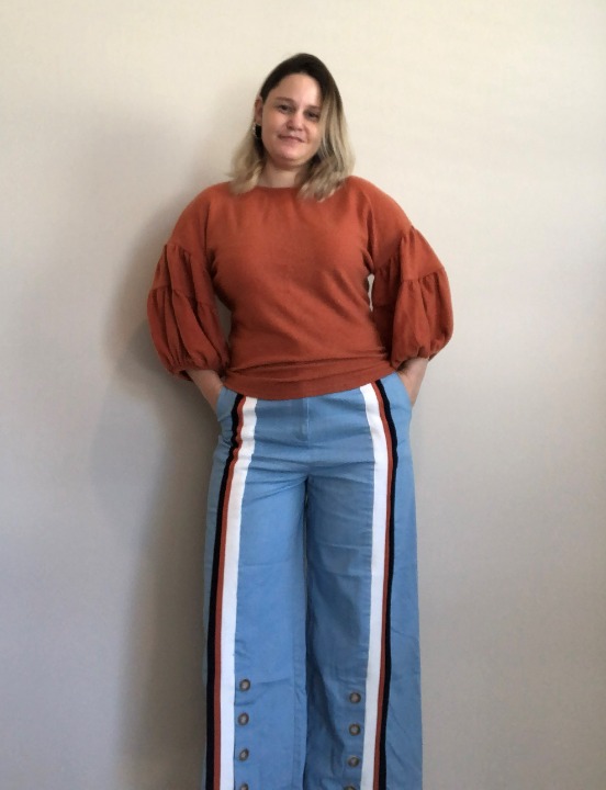 Knit Top with Balloon Sleeves