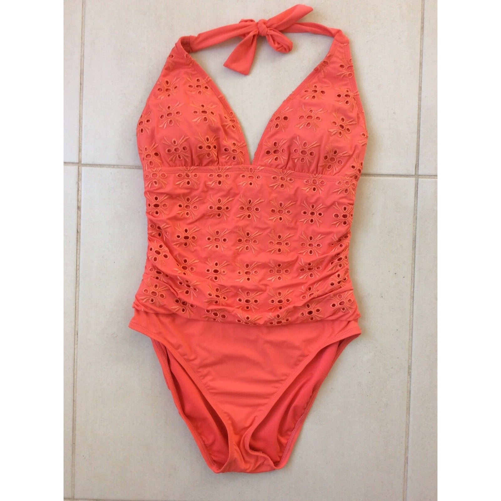 Bleu Rod Beattie One Piece Swimsuit Eyelet Embroidered