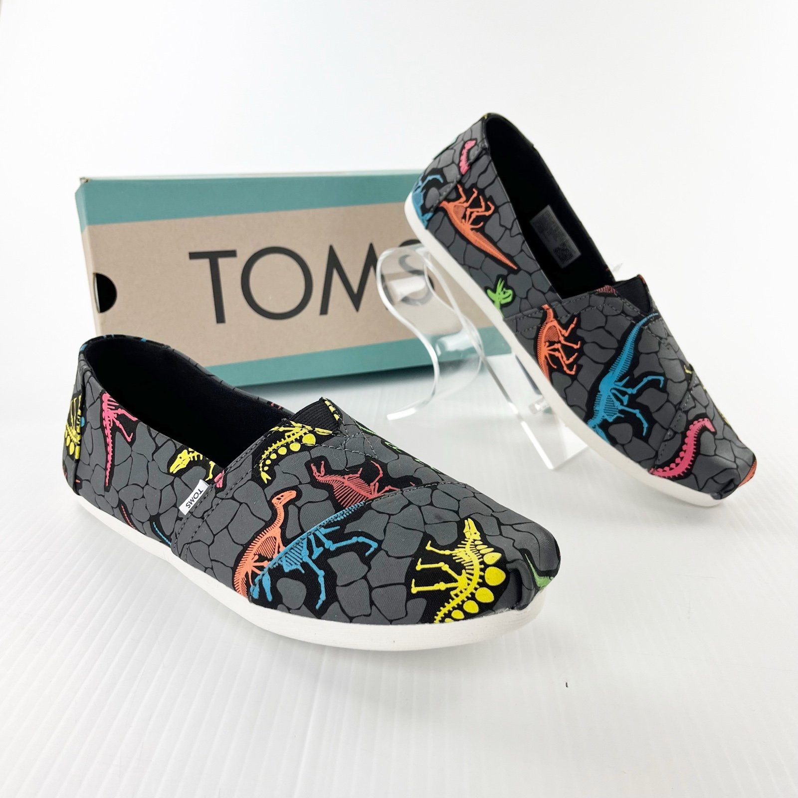 Toms Alpargata Glow in the Dark Neon Multi Dino Dig Print Loafers Shoes