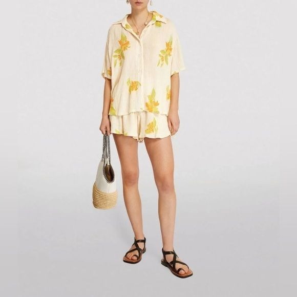 Savannah Morrow Maven Shirt Bamboo Silk Blend Flowy Boho Size Medium