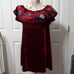 Umgee velvet burgandy off the shoulder embroidered flowers shawl collar Large
