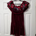 Umgee velvet burgandy off the shoulder embroidered flowers shawl collar Large
