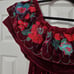 Umgee velvet burgandy off the shoulder embroidered flowers shawl collar Large