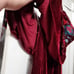 Umgee velvet burgandy off the shoulder embroidered flowers shawl collar Large