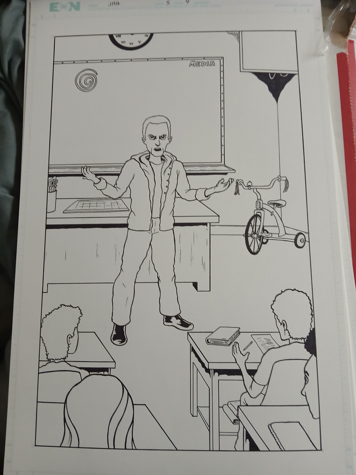 Junior High Horrors issue 5 original art pg 4 Eric Kent art
