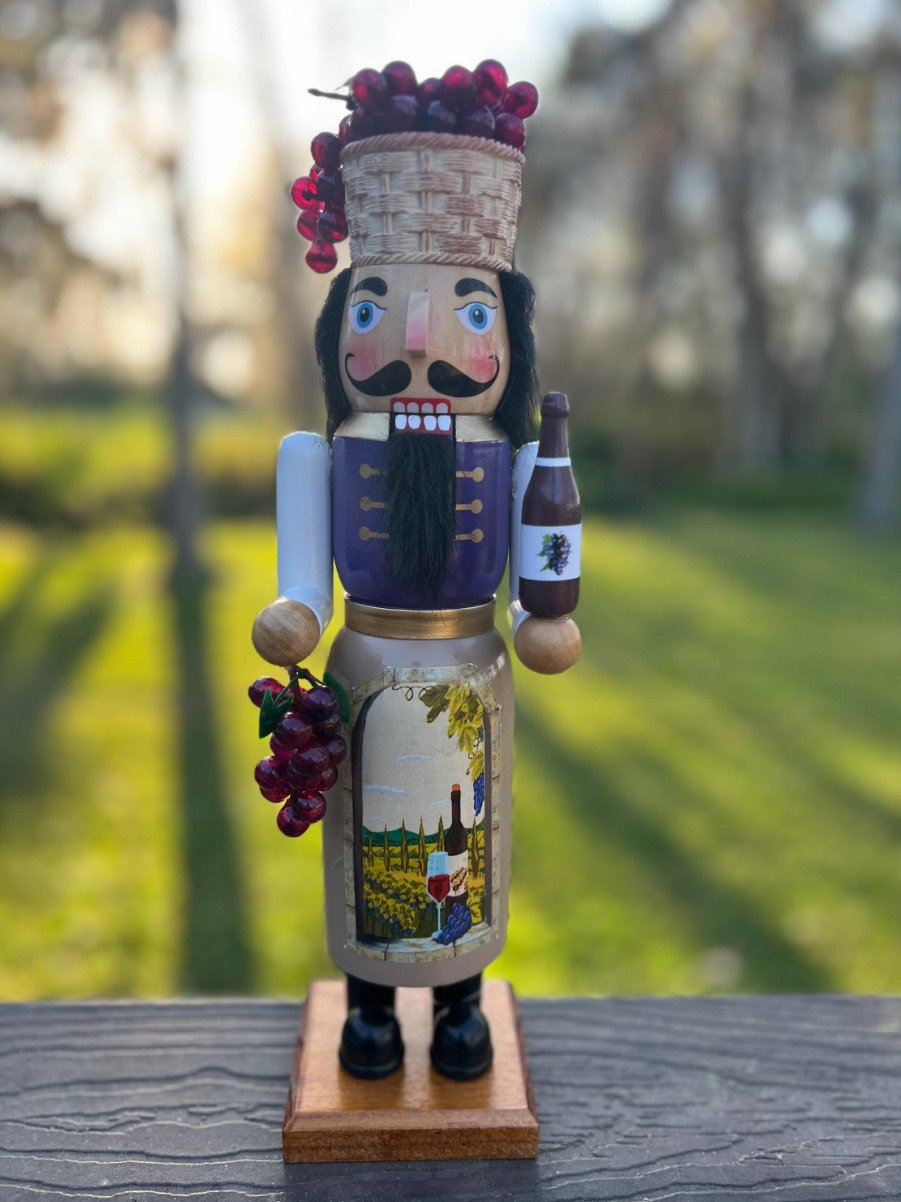 Wooden Tuscan Wine Nutcracker Christmas Decoration Holiday Decor Gift