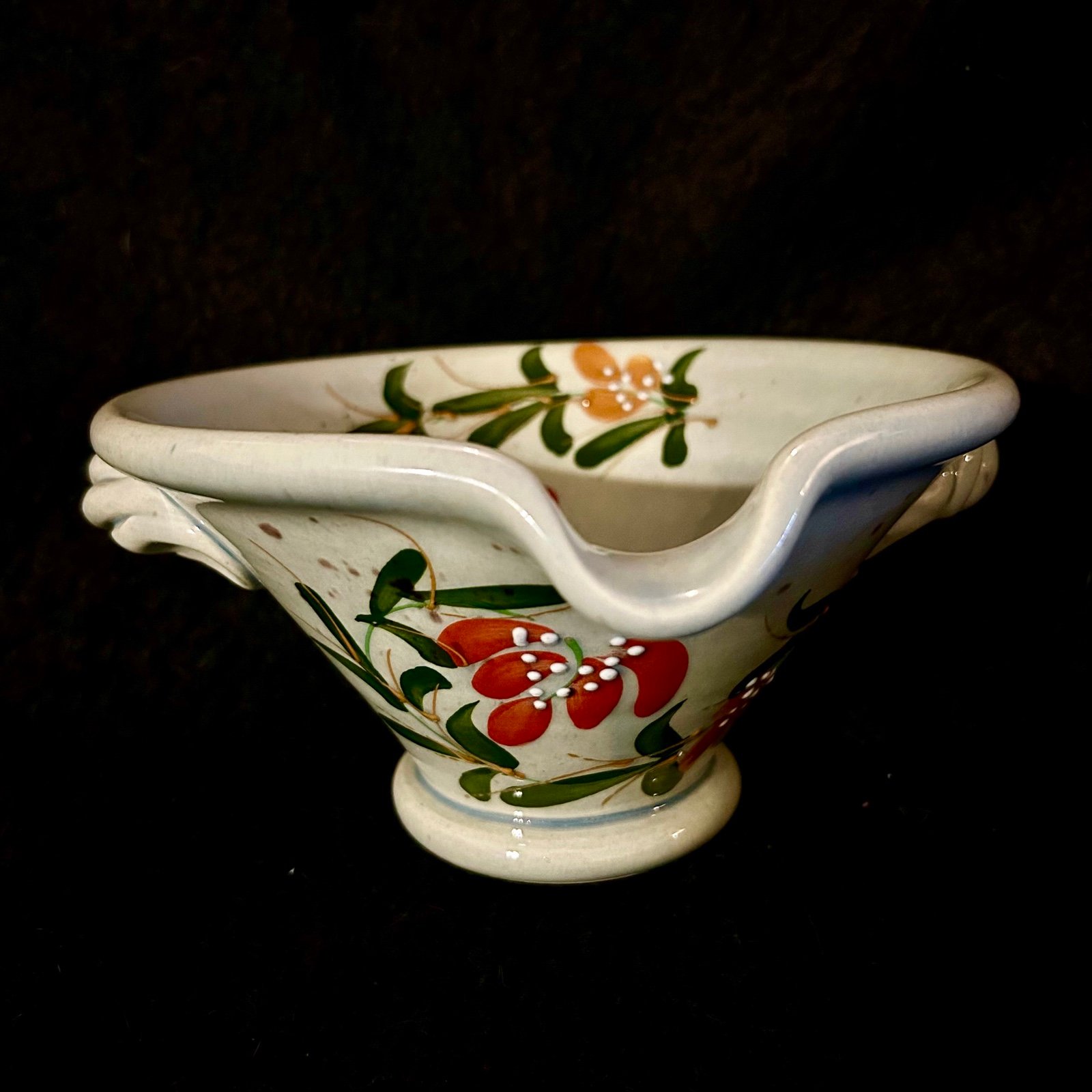 Bleu D’Argile France ceramic floral gravy dish Romance