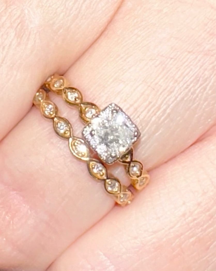 3/8 ct Diamond 10K Two-Tone Gold Ring & 1/15 ct Diamond 10K Yellow Gold Ring